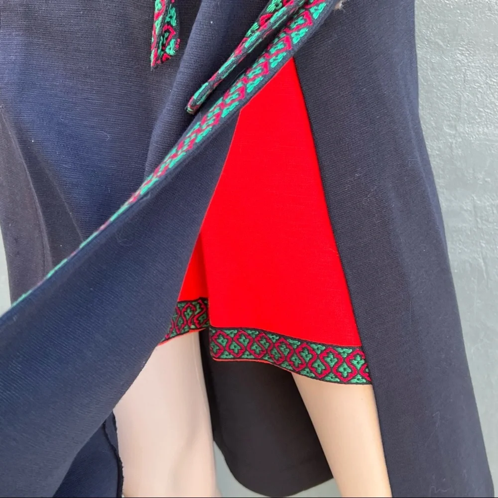- Vintage Red Romper & Wrap Skirt Embroidered Edge Set! EUC!